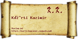 Kürti Kazimir névjegykártya